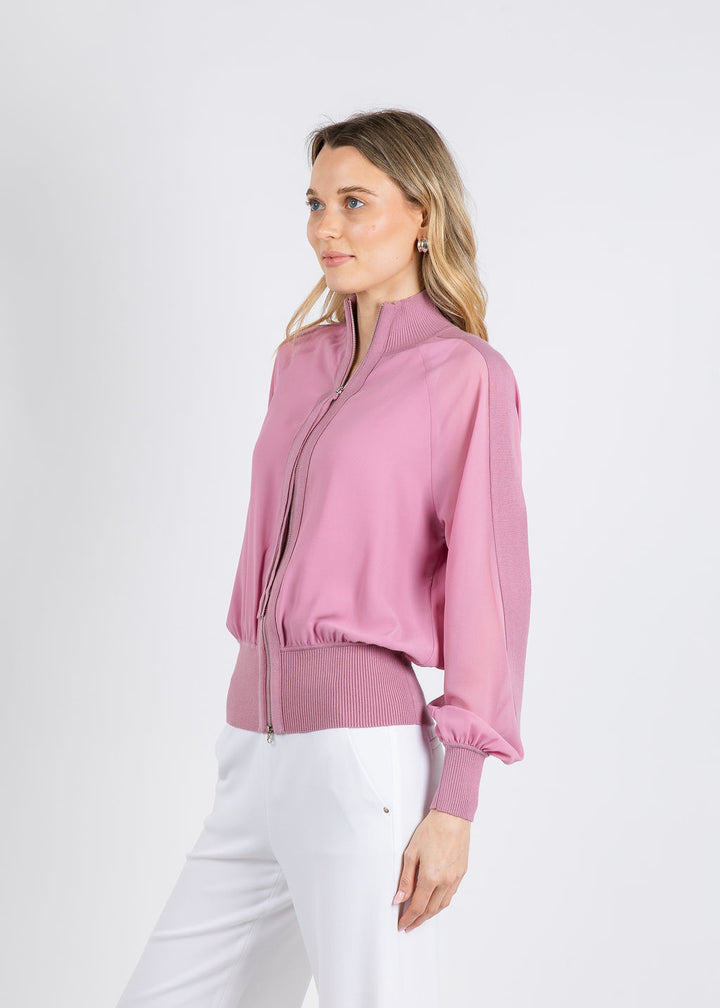 Marella Mllgufo Sporty Georgette Blouson Jacket in Hydrangea available at Barbara Katz