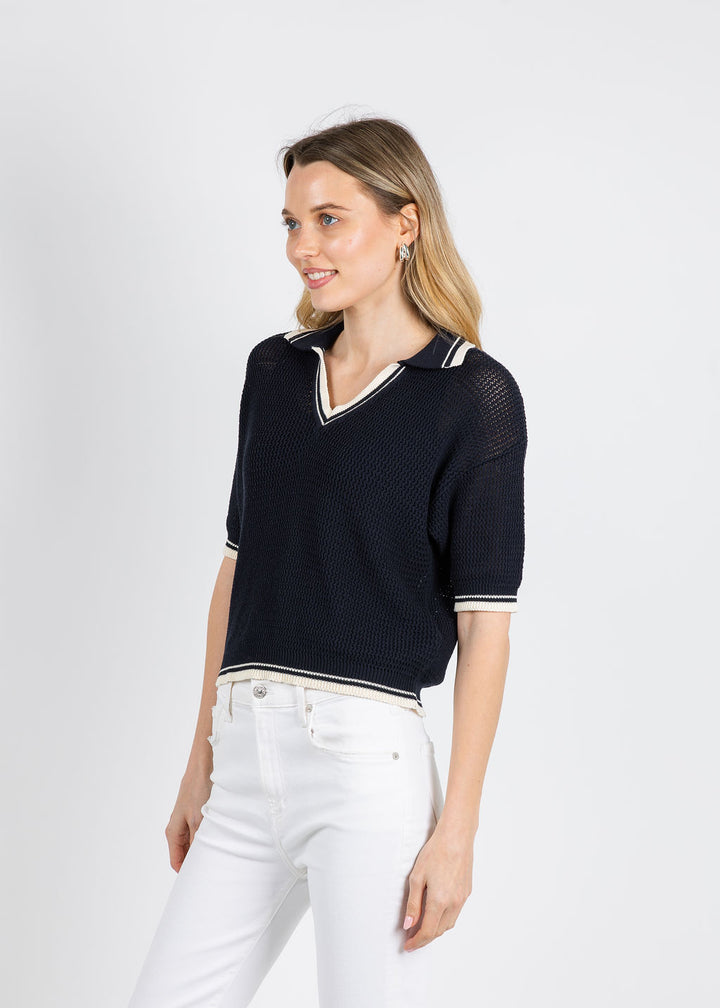 Marella Mslembi Polo Sweater in Navy available at Barbara Katz