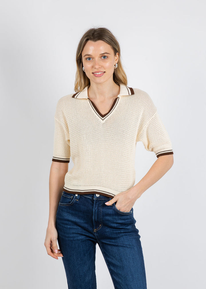 Marella Mslembi Polo Sweater in Wool White available at Barbara Katz