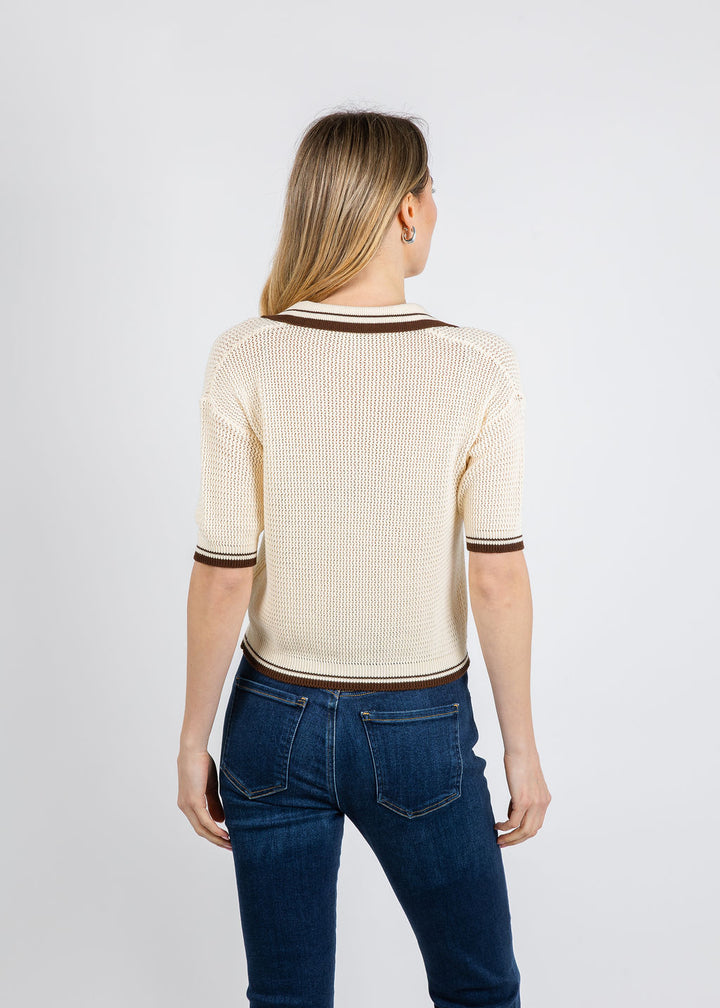 Marella Mslembi Polo Sweater in Wool White available at Barbara Katz