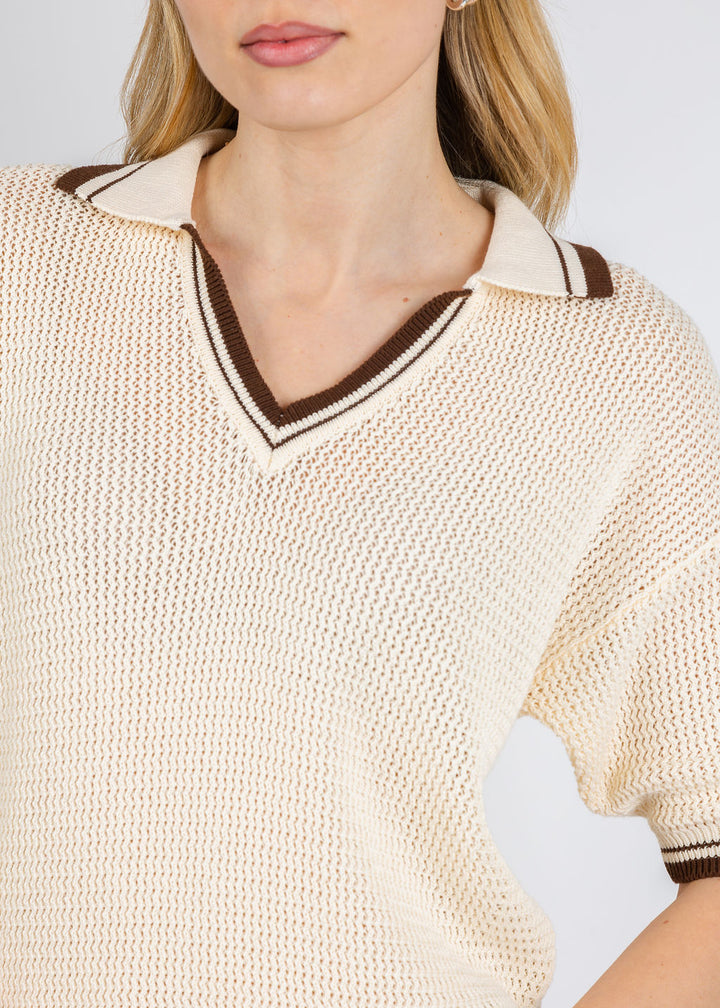 Marella Mslembi Polo Sweater in Wool White available at Barbara Katz