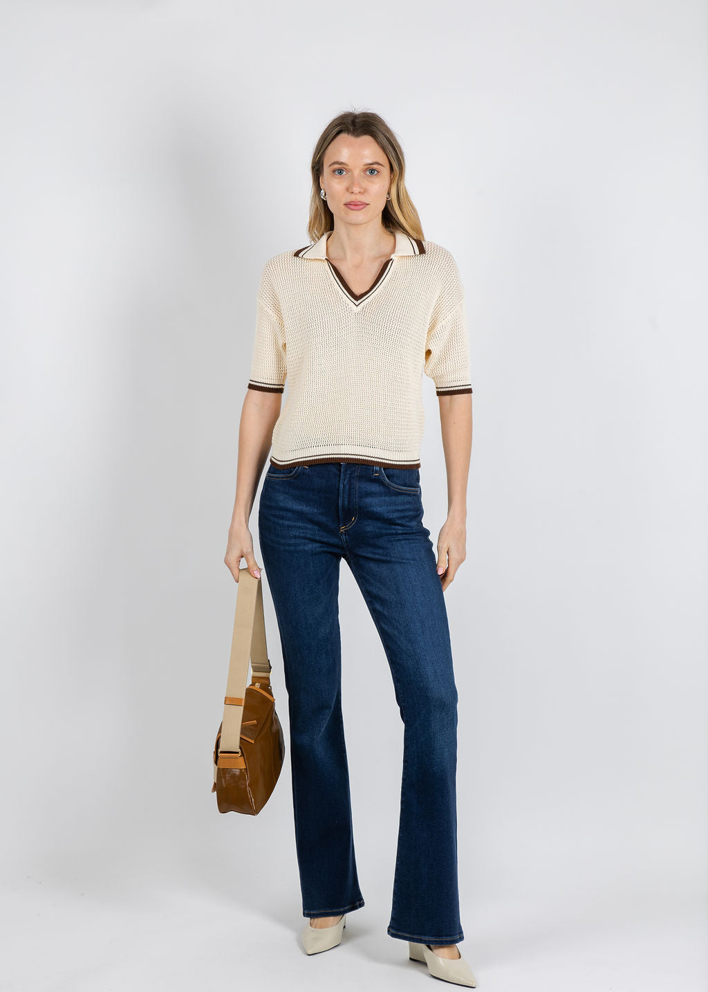 Marella Mslembi Polo Sweater in Wool White available at Barbara Katz