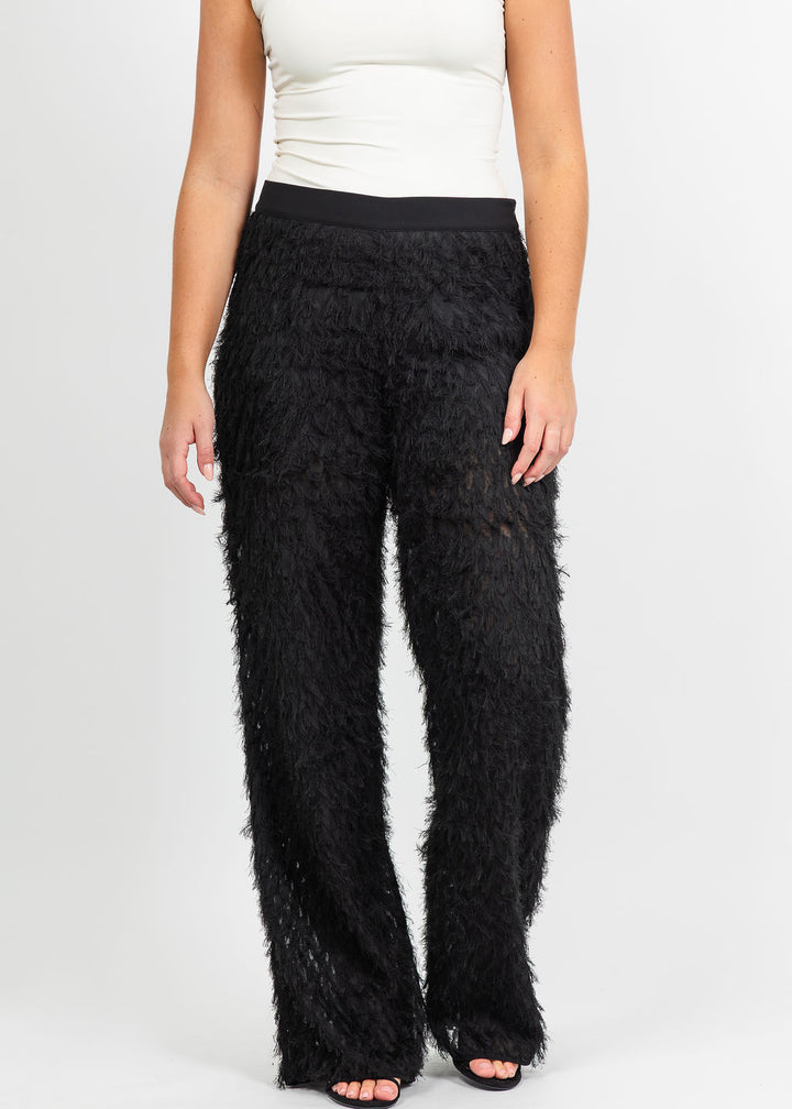 Marella Nastro Textured Pull-On Pant in Black available at Barbara Katz