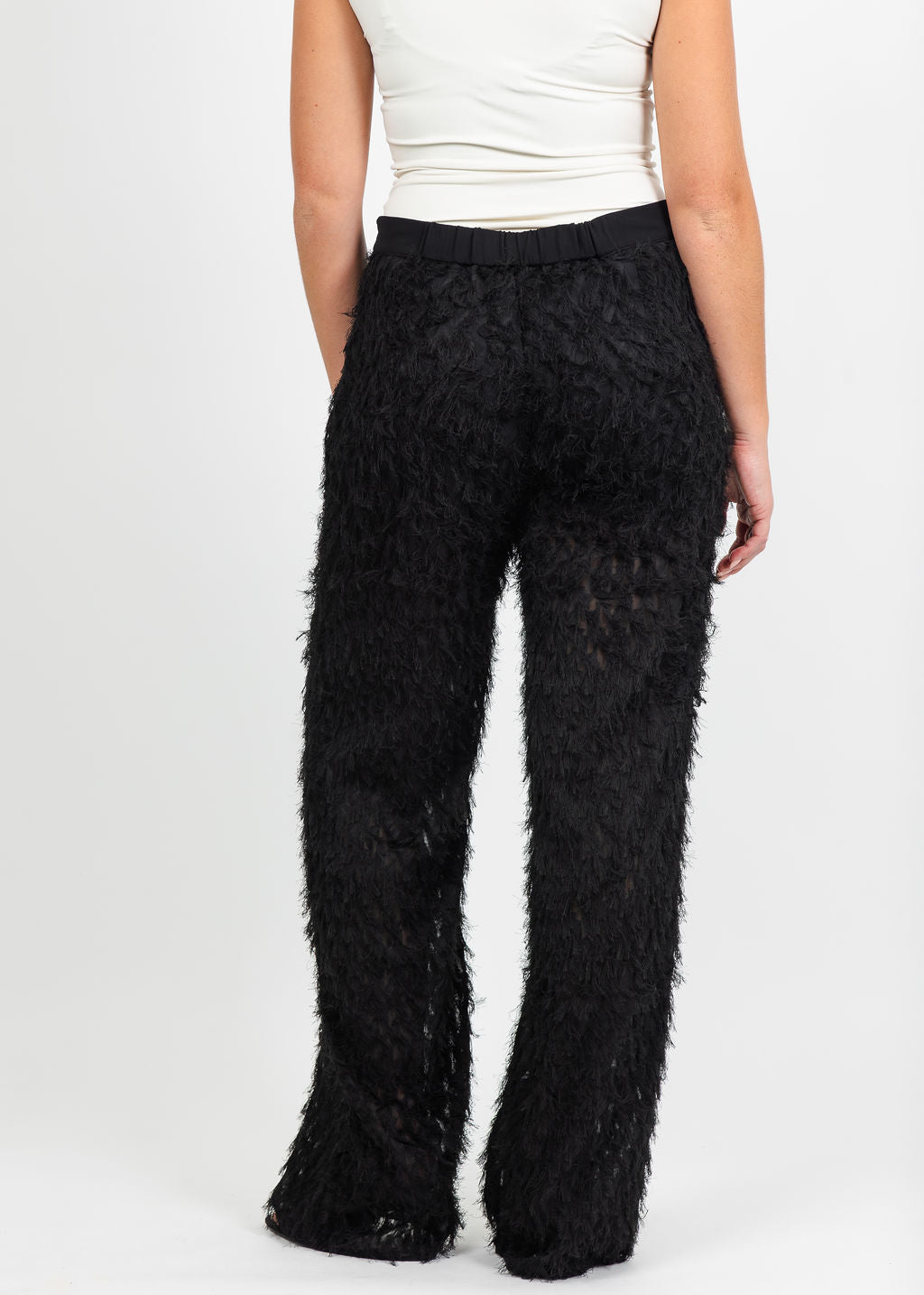 Marella Nastro Textured Pull-On Pant in Black available at Barbara Katz