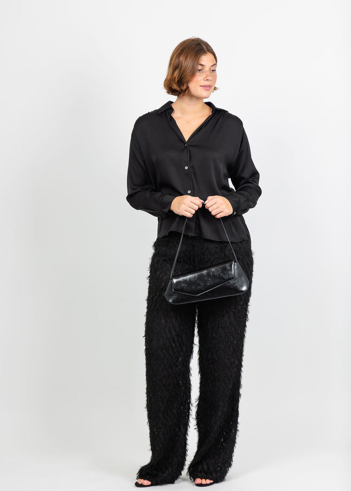 Marella Nastro Textured Pull-On Pant in Black available at Barbara Katz