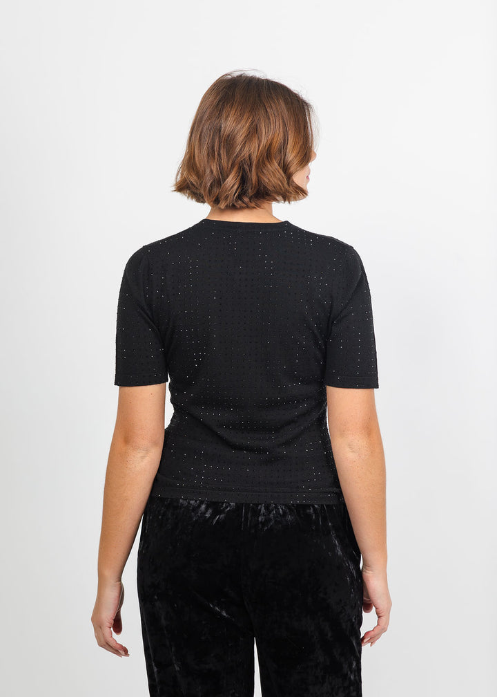 Marella Pacche Sequin Tee in Black available at Barbara Katz