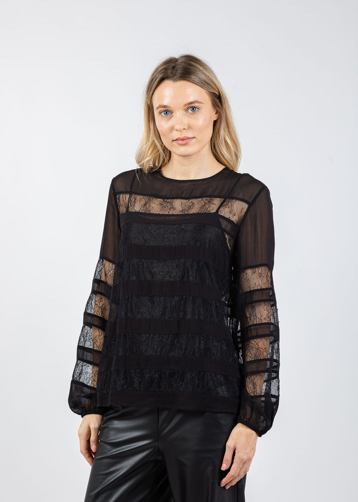 Marella Piquet Blouse in Black available at Barbara Katz