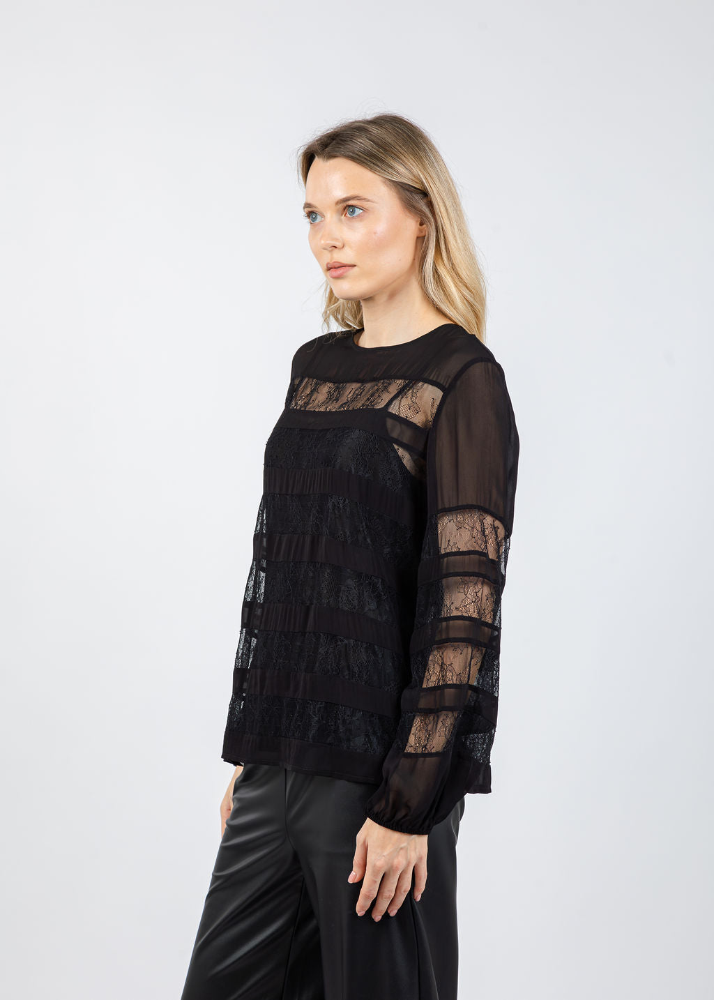 Marella Piquet Blouse in Black available at Barbara Katz