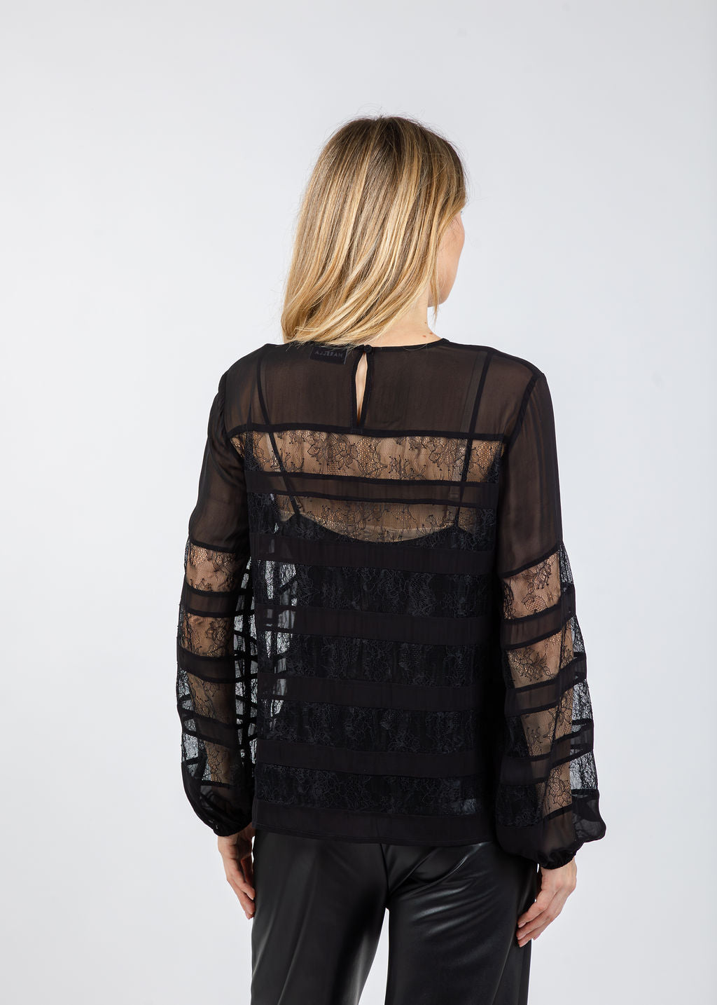 Marella Piquet Blouse in Black available at Barbara Katz