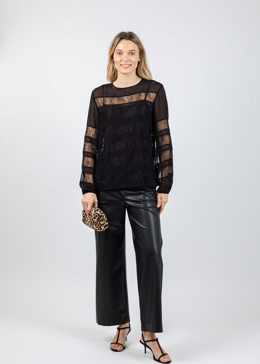 Marella Piquet Blouse in Black available at Barbara Katz