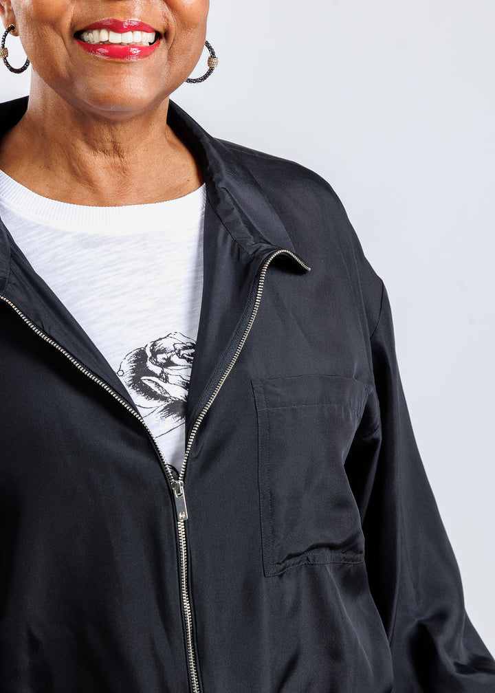 Marella Preside Zip Jacket in Black available at Barbara Katz
