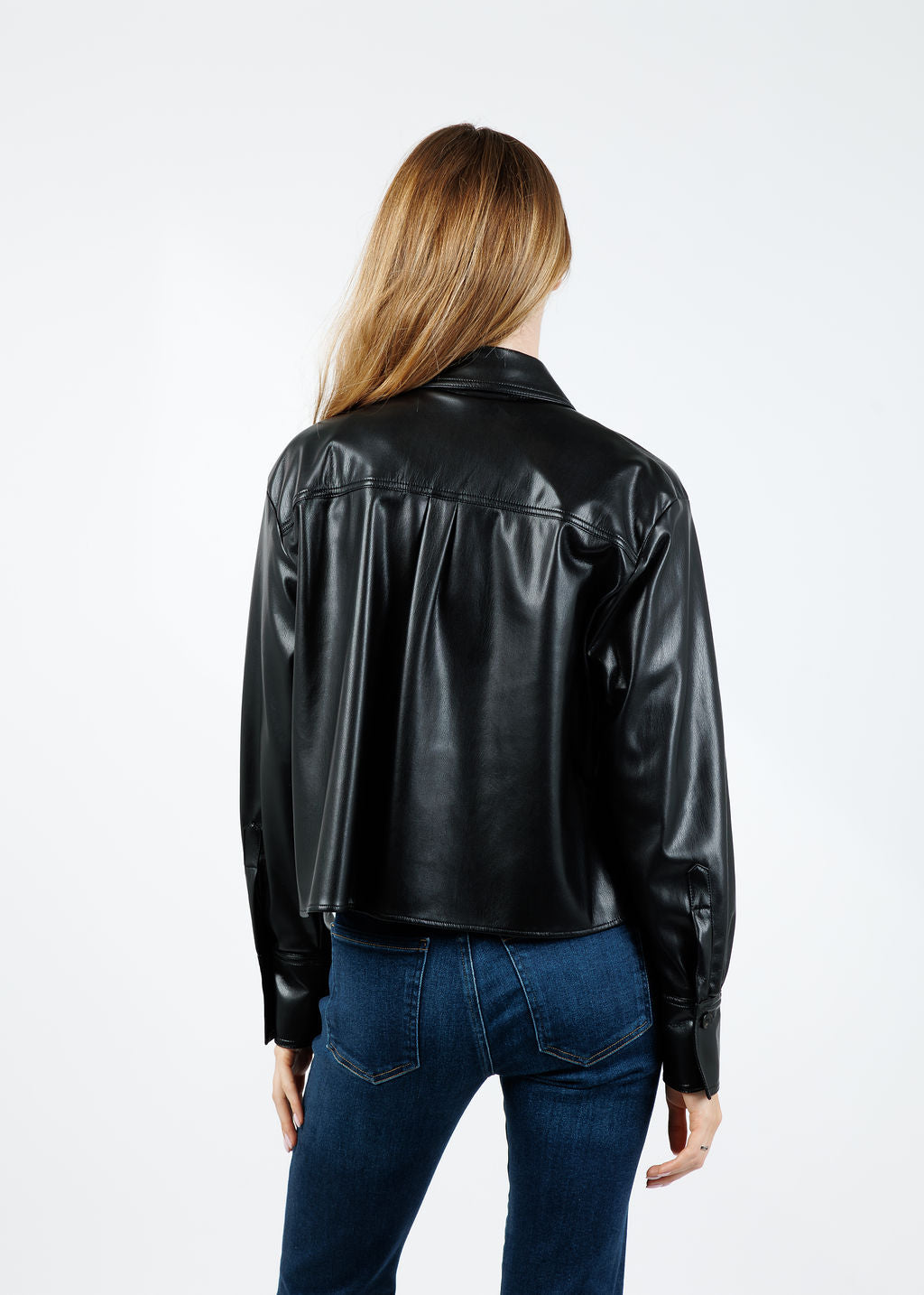 Marella Profilo Vegan Leather Jacket in Black available at Barbara Katz