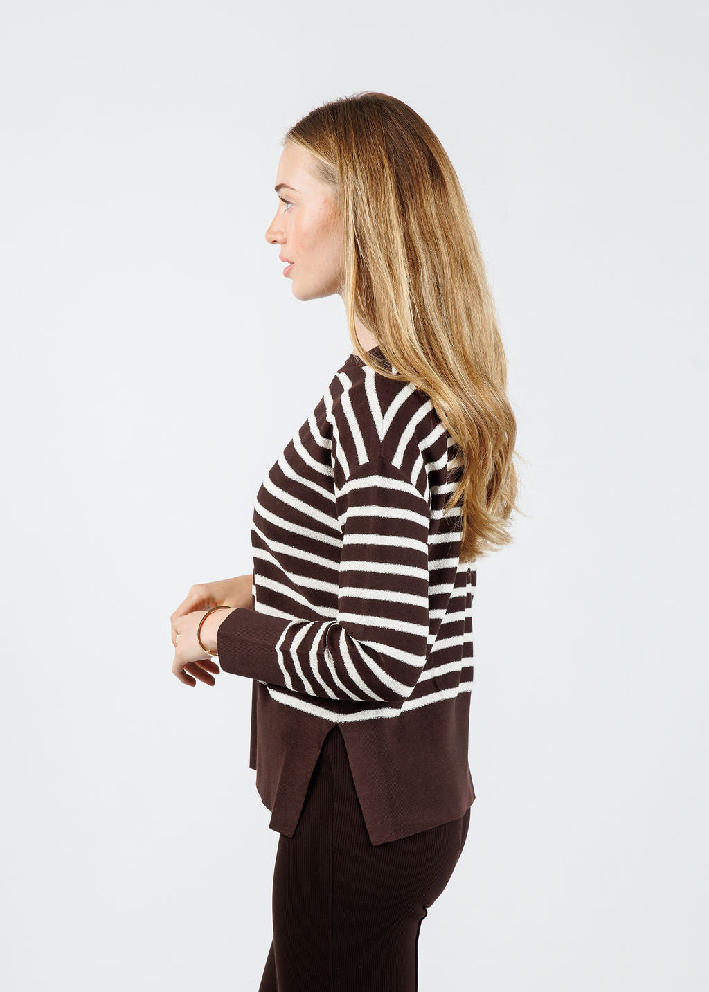 Marella Texas Stripe Sweater in Brown available at Barbara Katz