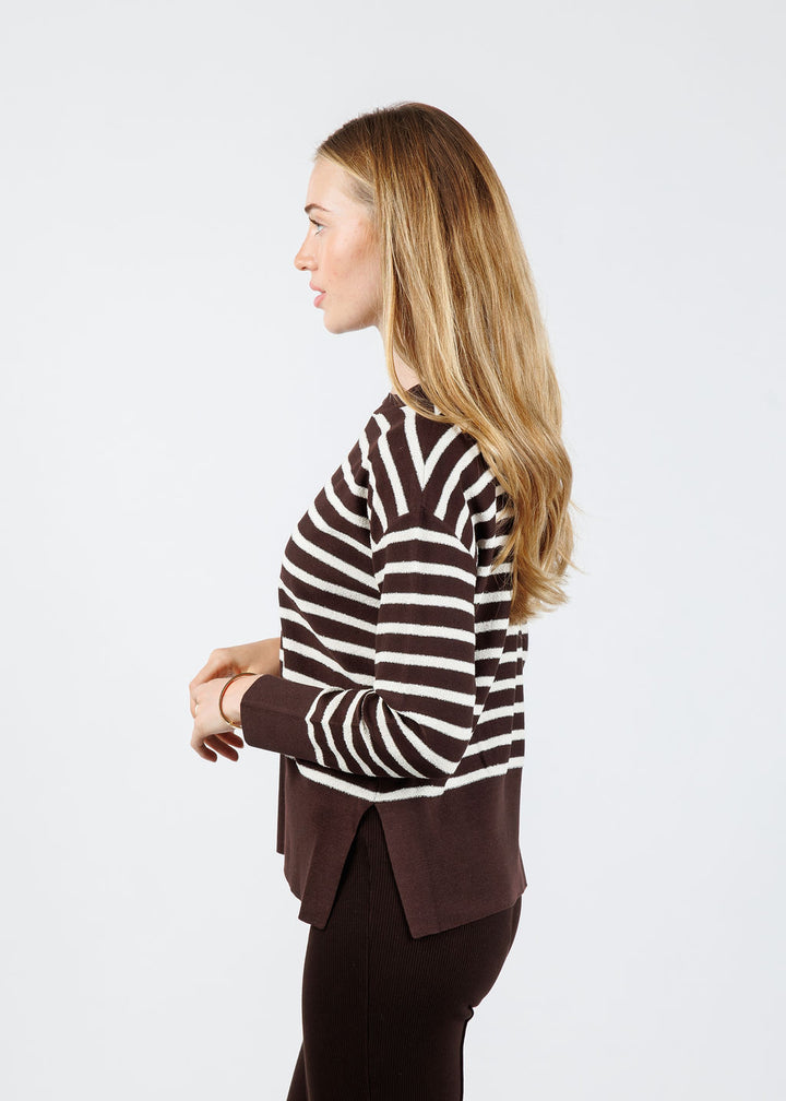 Marella Texas Stripe Sweater in Brown available at Barbara Katz