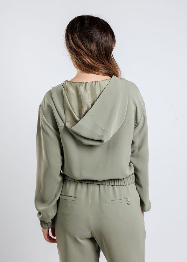 Marella Daria Hoodie Jacket in Green available at Barbara Katz