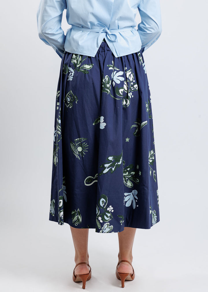 Marella Zambia Printed Skirt in Navy available at Barbara Katz