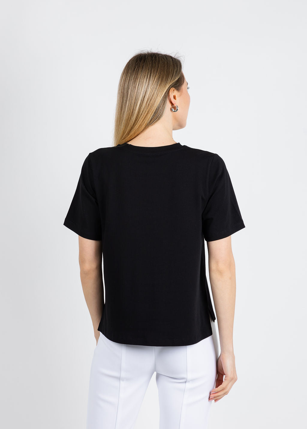 Margittes Beaded Pocket Tee in Black available at Barbara Katz