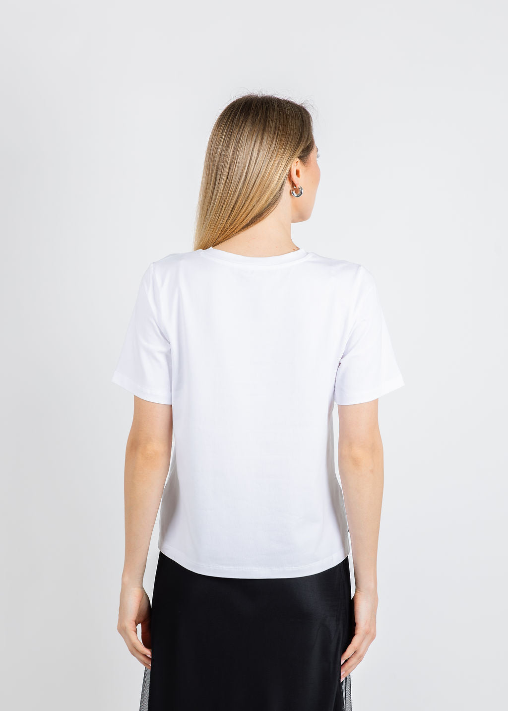 Margittes Beaded Pocket Tee in White available at Barbara Katz