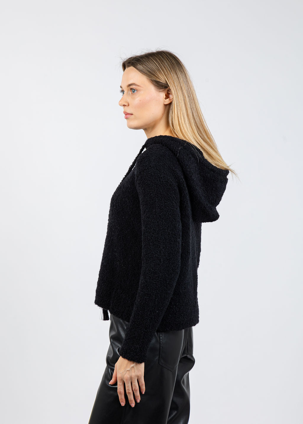 Margittes Boucle Hoodie in Black available at Barbara Katz