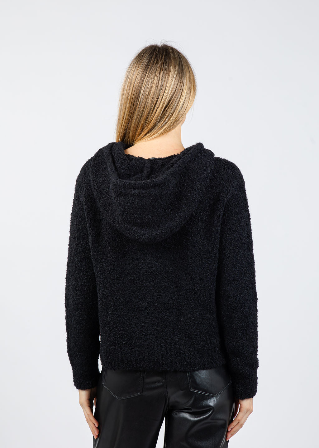 Margittes Boucle Hoodie in Black available at Barbara Katz