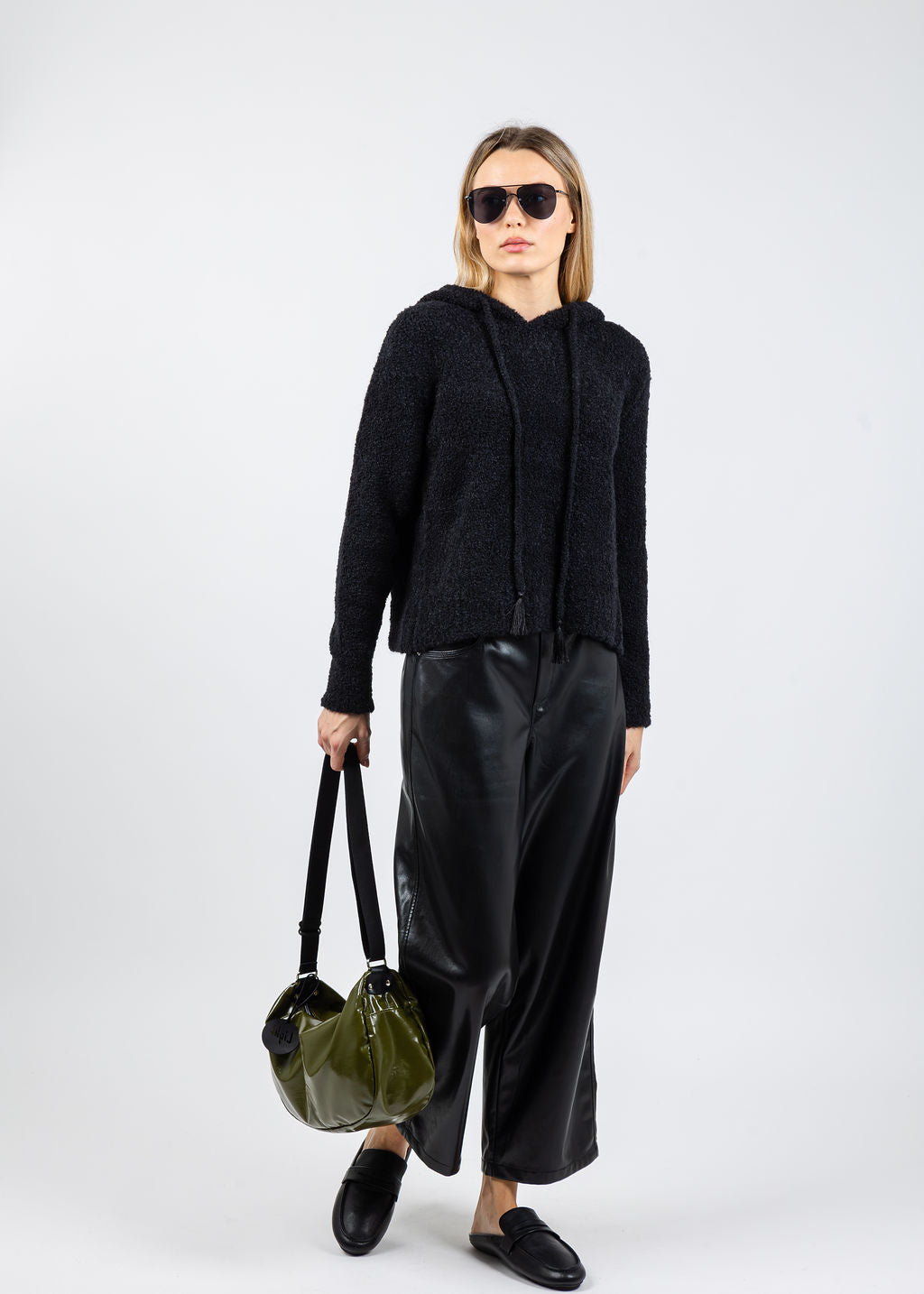 Margittes Boucle Hoodie in Black available at Barbara Katz