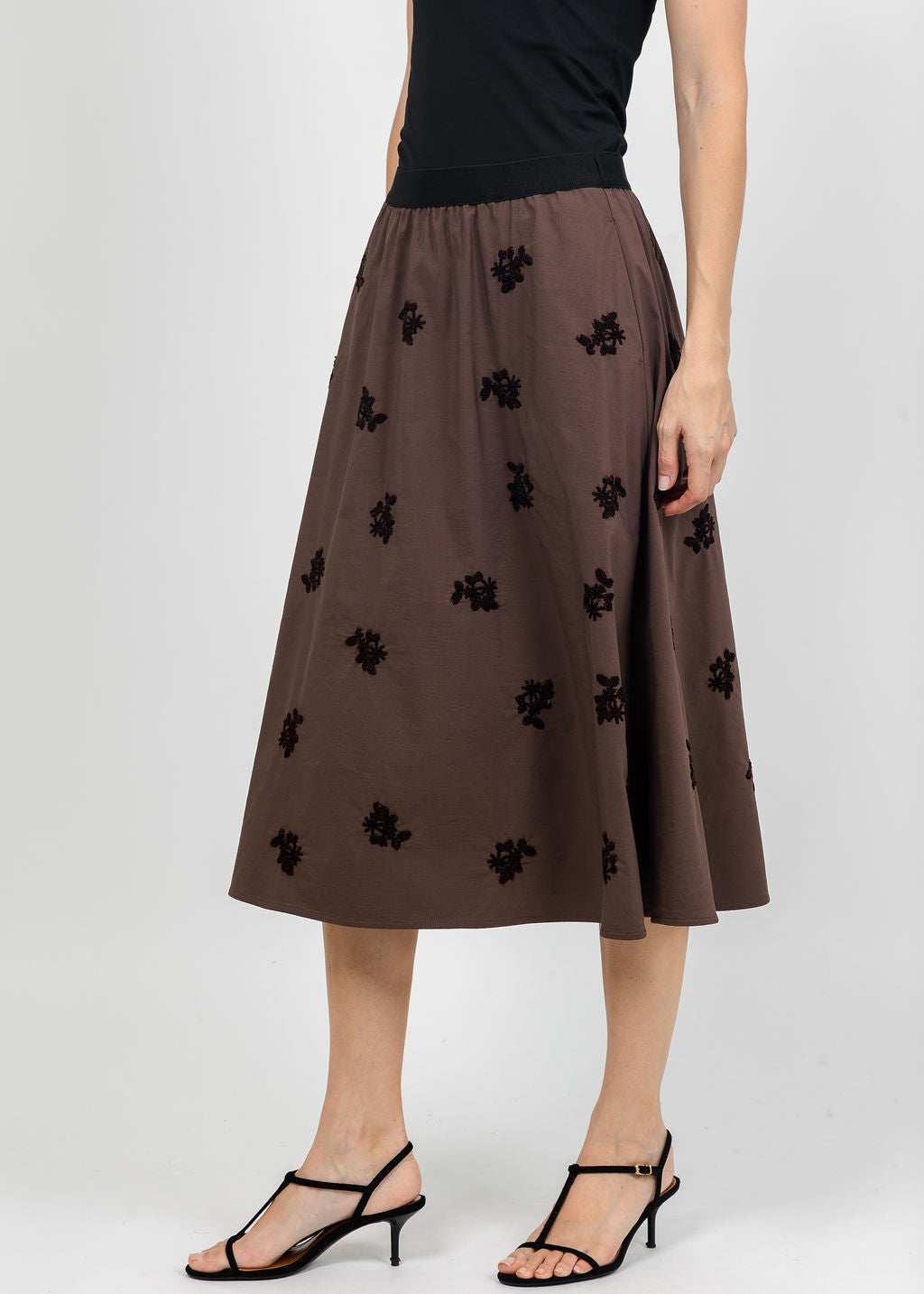 Margittes Floral Sequin Skirt in Coconut available at Barbara Katz