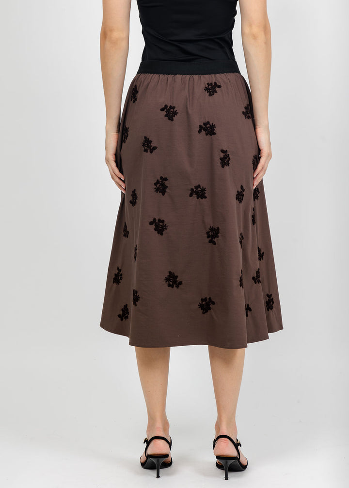 Margittes Floral Sequin Skirt in Coconut available at Barbara Katz