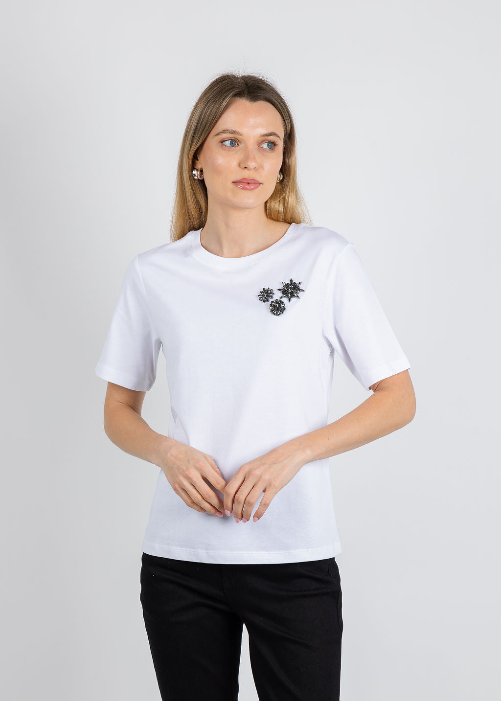 Margittes Flower Gem Tee - White
