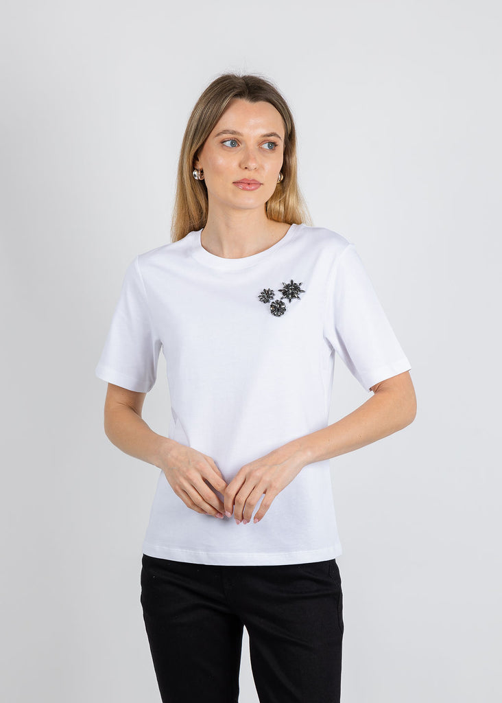 Margittes Flower Gem Tee - White – Barbara Katz