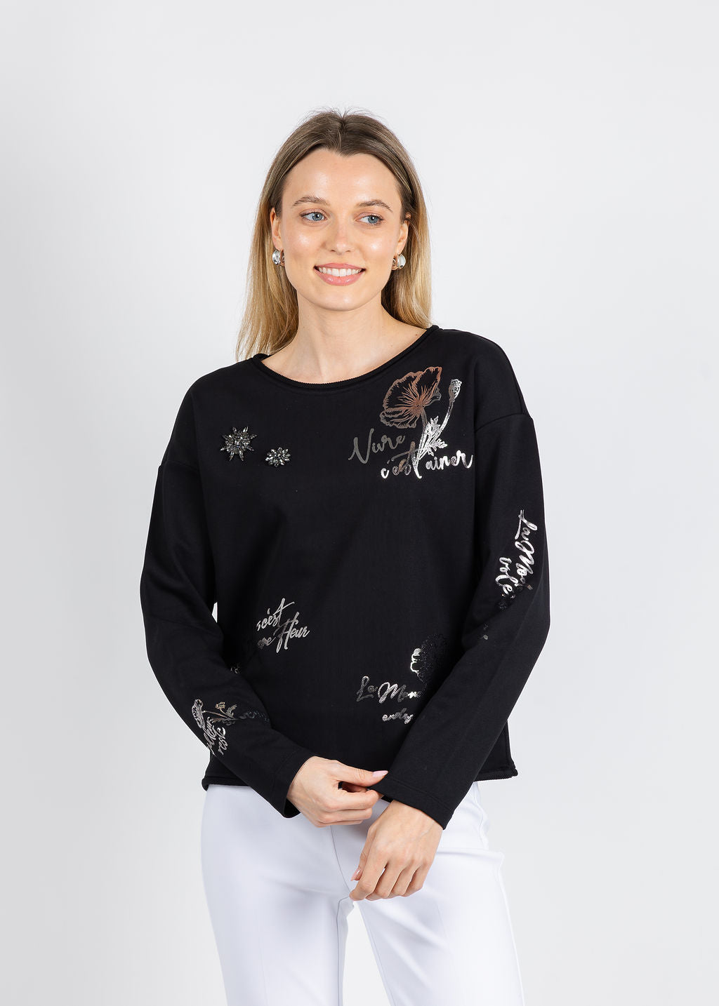 Margittes Graffiti Sweatshirt in Black available at Barbara Katz