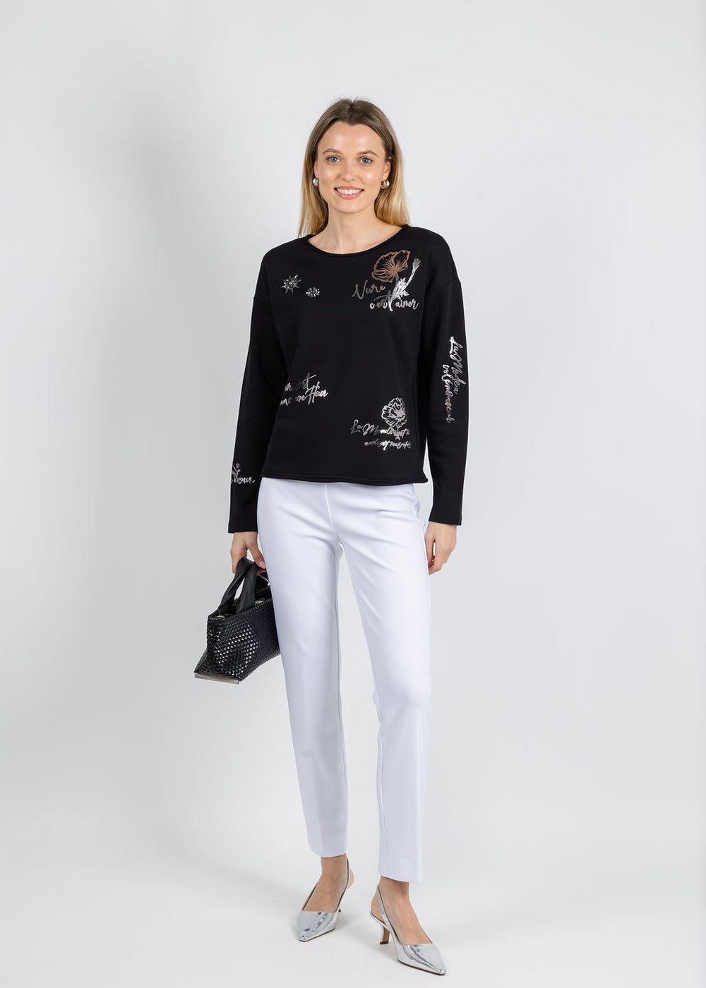 Margittes Graffiti Sweatshirt in Black available at Barbara Katz