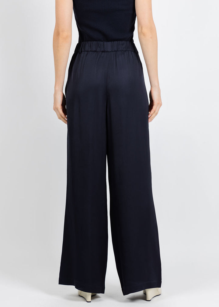 Margittes Irma Satin Pants in Navy available at Barbara Katz
