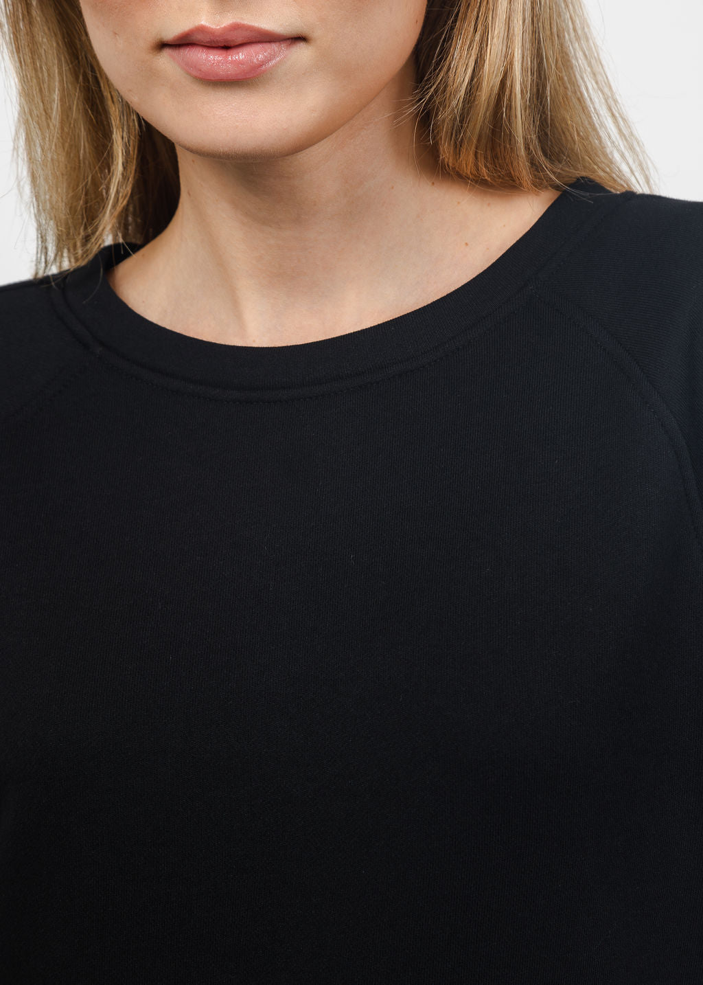 Margittes Lace Bottom Sweatshirt in Black available at Barbara Katz