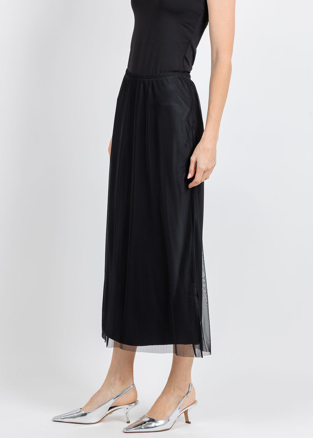 Margittes Melinda Tulle Skirt in Black available at Barbara Katz