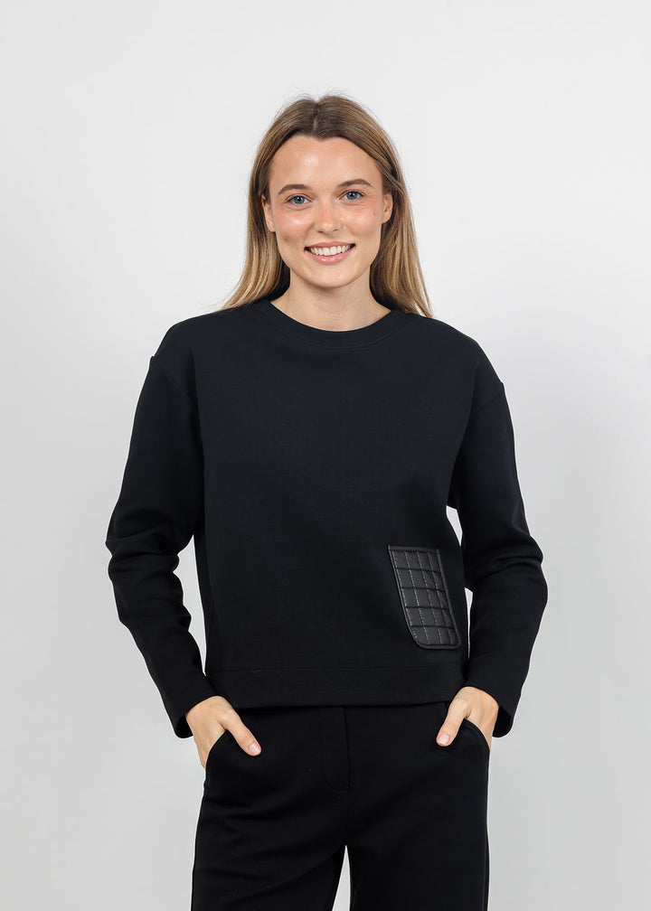 Margittes Nylon Pocket Sweatshirt in Black available at Barbara Katz