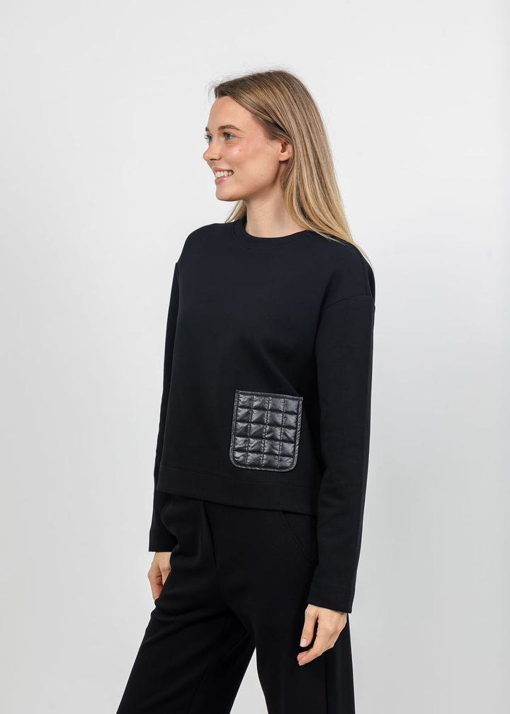 Margittes Nylon Pocket Sweatshirt in Black available at Barbara Katz