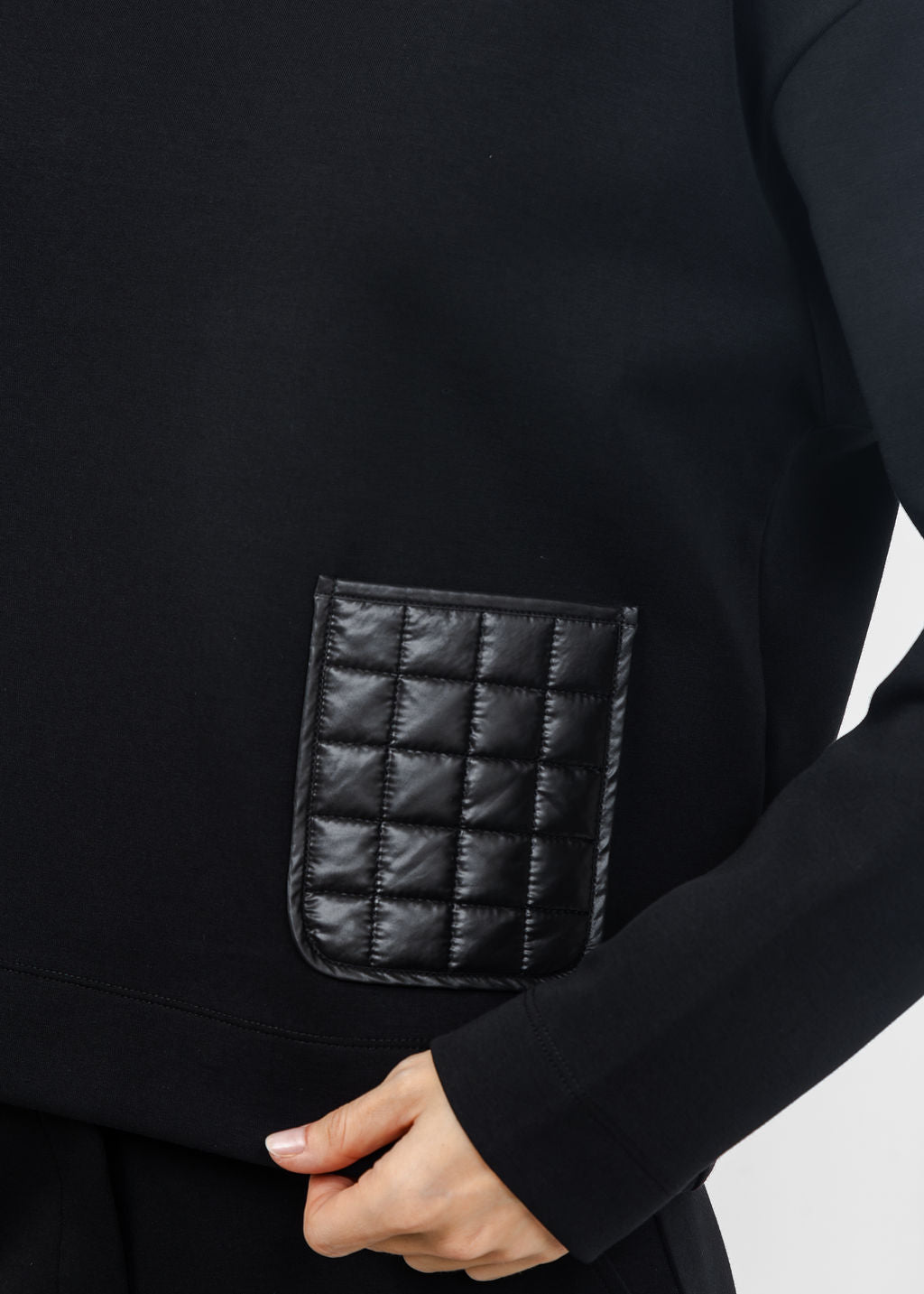 Margittes Nylon Pocket Sweatshirt in Black available at Barbara Katz