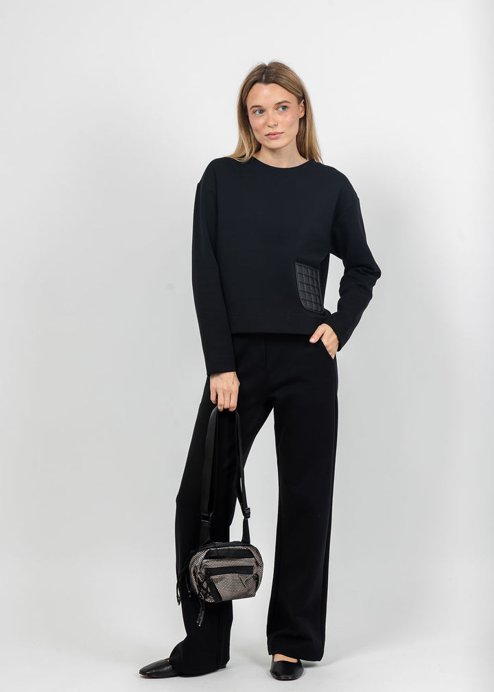 Margittes Nylon Pocket Sweatshirt and Sweatpants in Black available at Barbara Katz