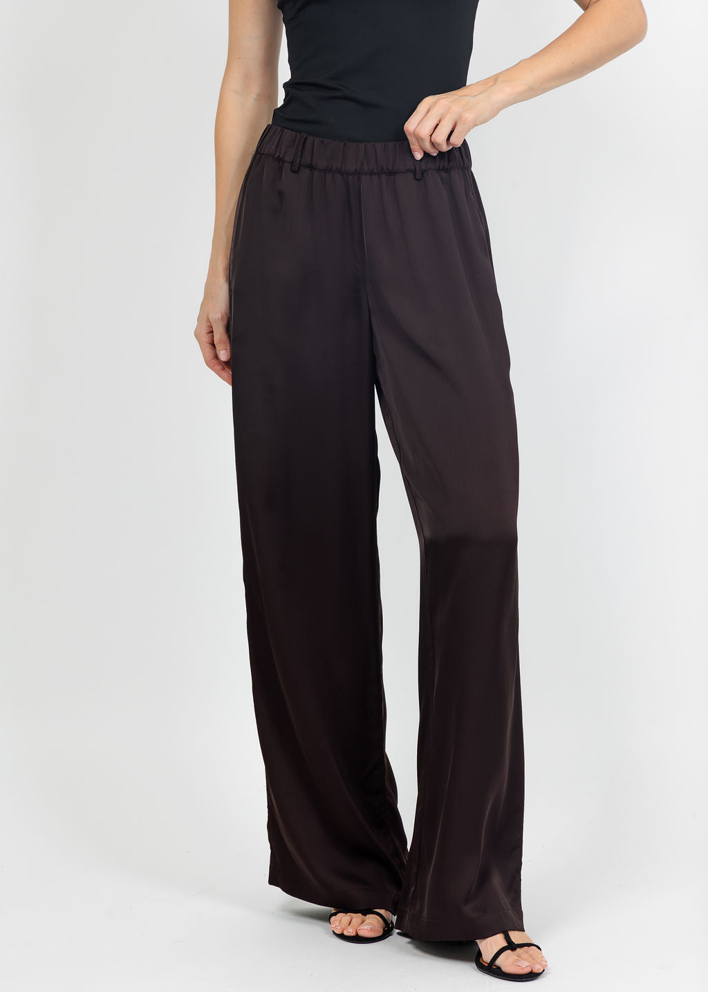 Margittes Satin Pants in Mocca available at Barbara Katz