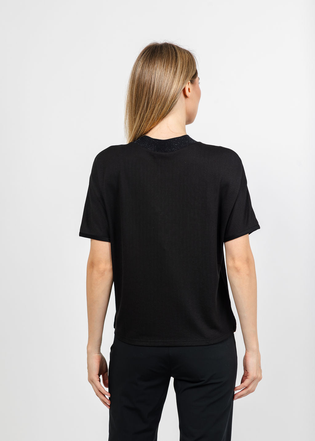Margittes Satin Tee in Black available at Barbara Katz