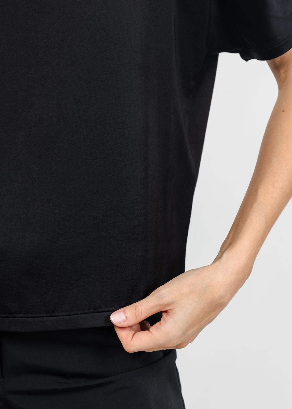 Margittes Satin Tee in Black available at Barbara Katz