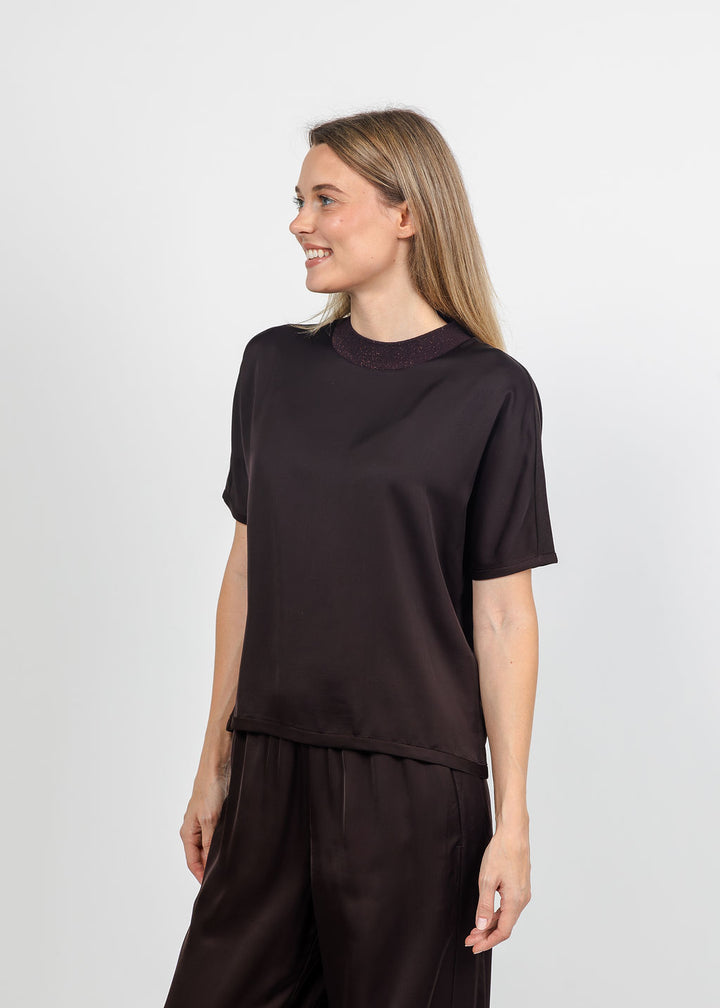 Margittes Satin Tee in Mocca available at Barbara Katz