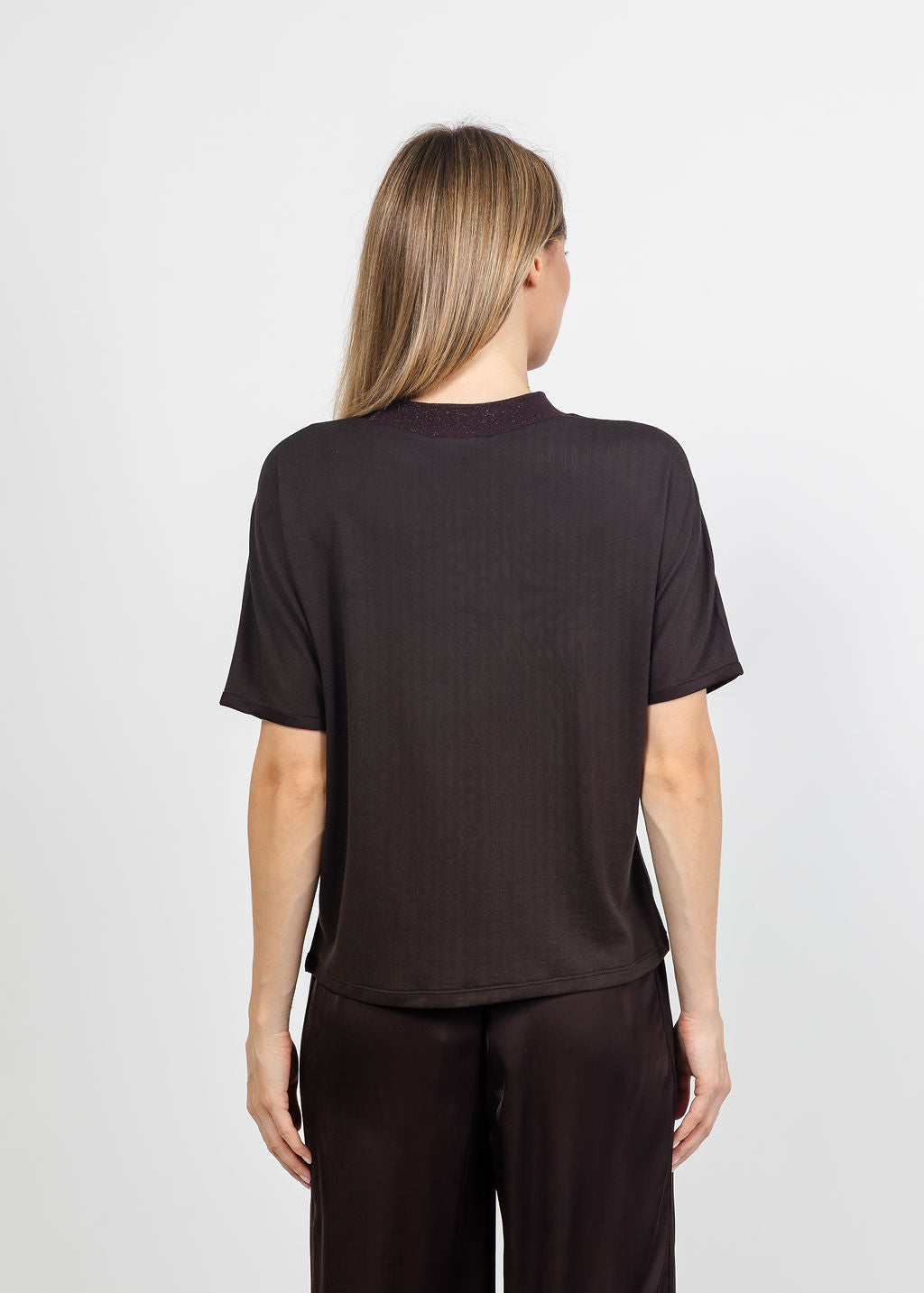 Margittes Satin Tee in Mocca available at Barbara Katz