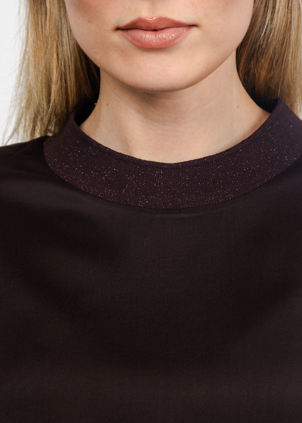 Margittes Satin Tee in Mocca available at Barbara Katz