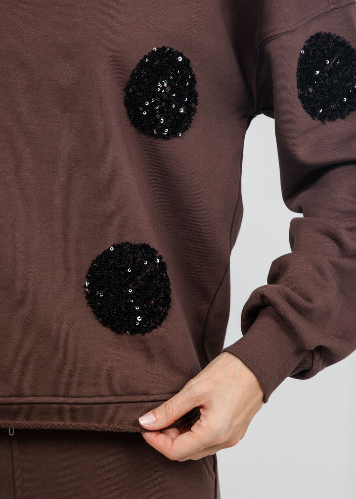 Margittes Sequin Dot Sweatshirt in Coconut available at Barbara Katz