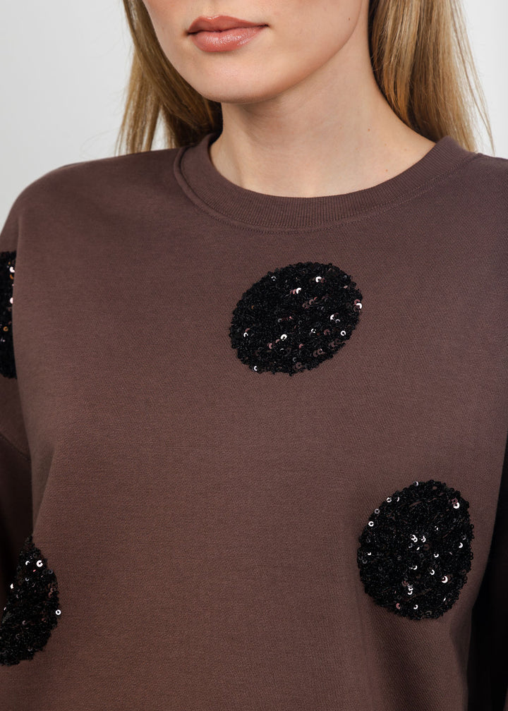 Margittes Sequin Dot Sweatshirt in Coconut available at Barbara Katz