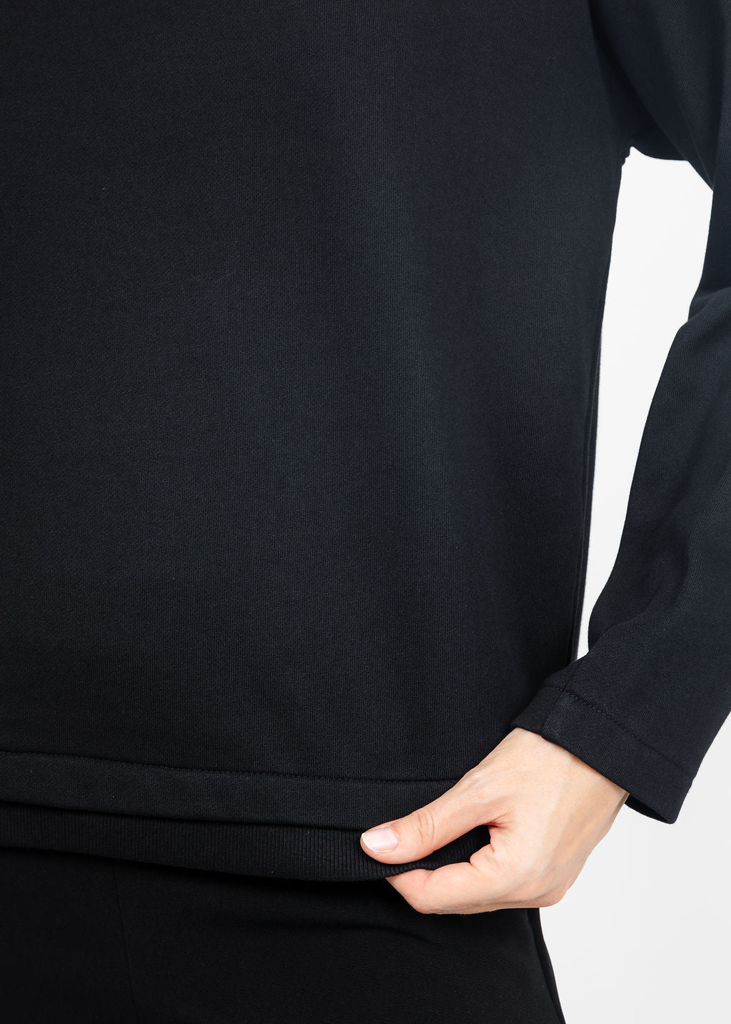 Margittes Sequin Trim Sweatshirt in Black available at Barbara Katz