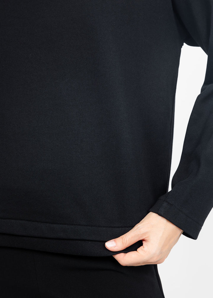 Margittes Sequin Trim Sweatshirt in Black available at Barbara Katz