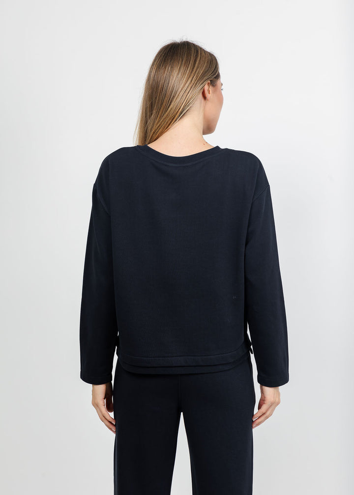 Margittes Sequin Trim Sweatshirt in Marine available at Barbara Katz