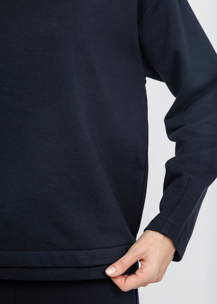 Margittes Sequin Trim Sweatshirt in Marine available at Barbara Katz